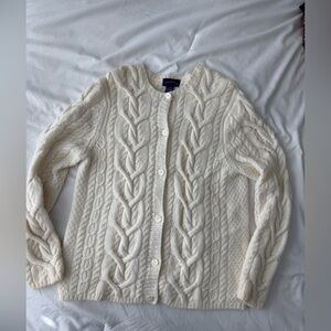 Vintage Lambswool chunky cable knit white cream Charter Club sweater medium